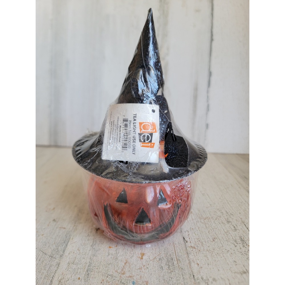 Vintage witch pumpkin tea light candle holder Halloween home decor figure